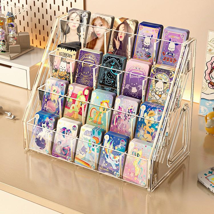 Ultraman Acrylic Card Display Stand - Tiered Desktop Postcard Organizer with Divided Slots