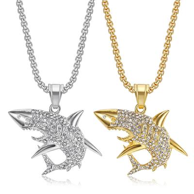 White Shark Pendant Necklace 2026 Jewelry Fashion Trend Inlaid Zircon Necklace Men's Exquisite Jewelry Necklace