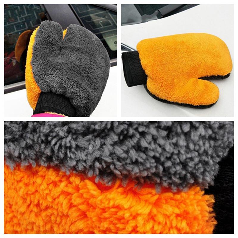 Double-sided Plush Car Wash Gloves Wiping Car Gloves Soft Thickened Auto Cleaning Tools Portable Cleaning Supplies