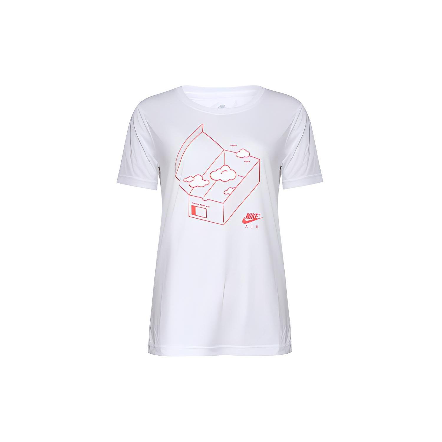 (WMNS) Nike Sportswear Air Printing Round Neck Casual Sports Short Sleeve White T-Shirt Women s AR3997-100 M