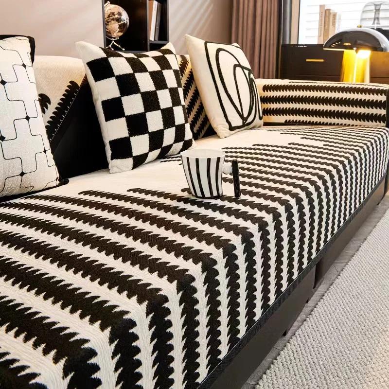 Luxury Chenille Sofa Cover Four Season Universal Sectional Sofa Towel Anti-slip Couch Cover for Living Room, Not Whole Set