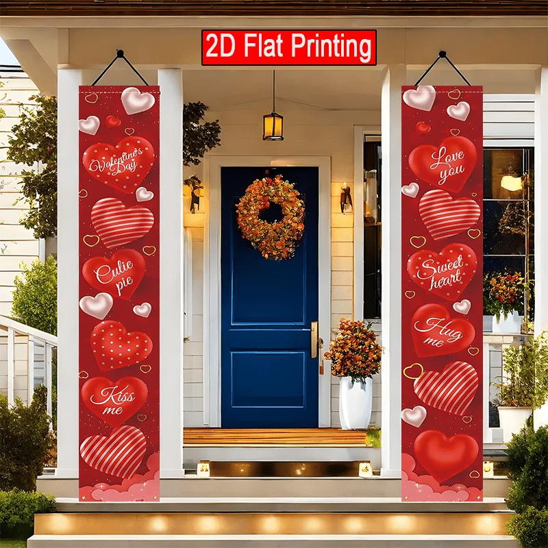 Valentine's Day Couplet Banner Love Heart Floral 1 Pair Indoor Outdoor Decor