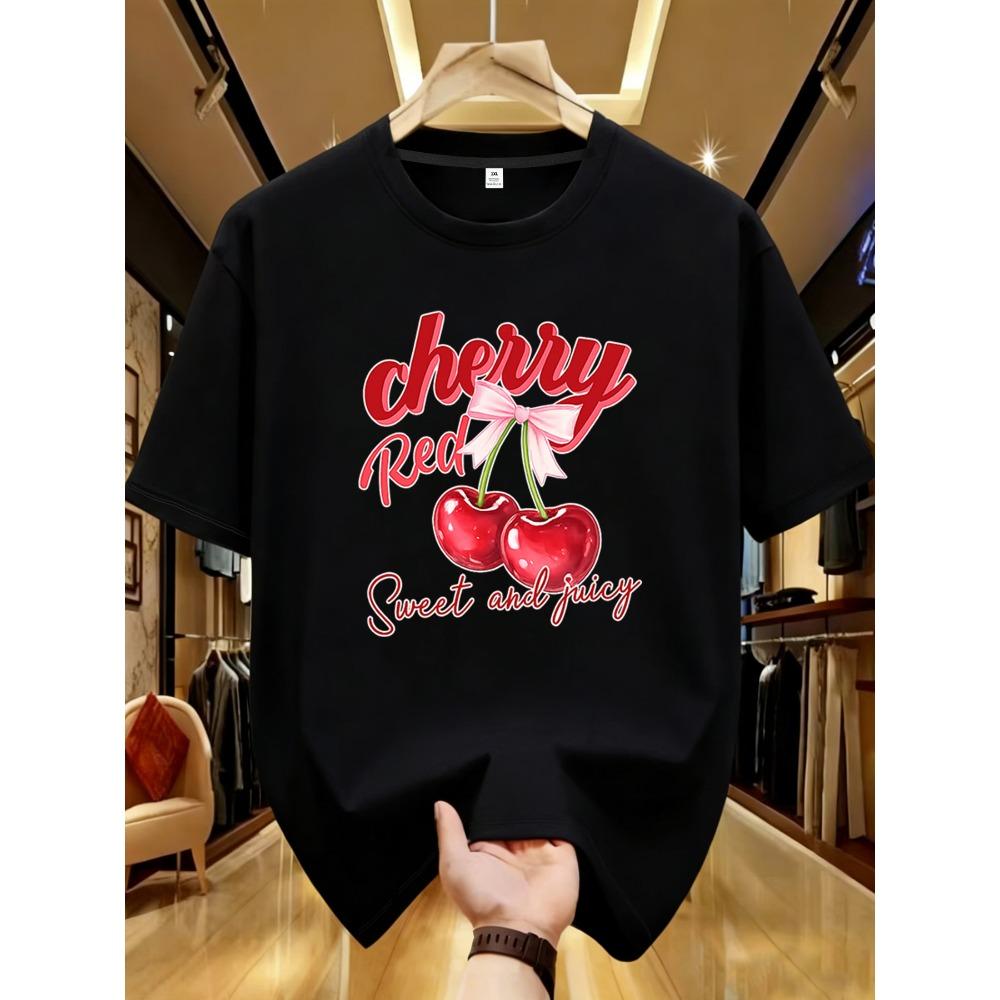 Women's Round Neck Short Sleeve T-shirt with And Trendy Prints Summer Short Sleeved Tops Tees