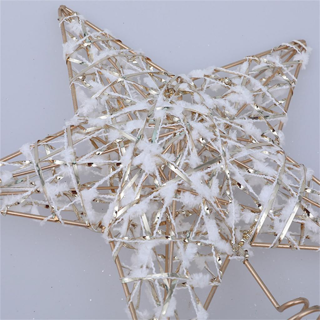 Champagne Yarn Christmas Star Tree Topper Rust Resistant Iron Decor For Holiday Outdoor Indoor Festive Decorations