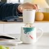 Light Luxury Office Cup Suet Jade Porcelain Tea Separation Tea Cup Men and Women Drinking Tea Cup Holiday Gifts Business Gifts