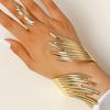 Exaggerated Personality Stainless Steel Feather Wings Open Bangles Rings Set for Women Fashion Designer Banquet Jewelry Gifts