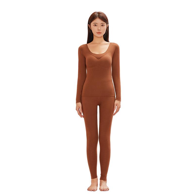 2023 Women's Seamless Autumn Thermal Set: German Velvet Warm Top & Pants