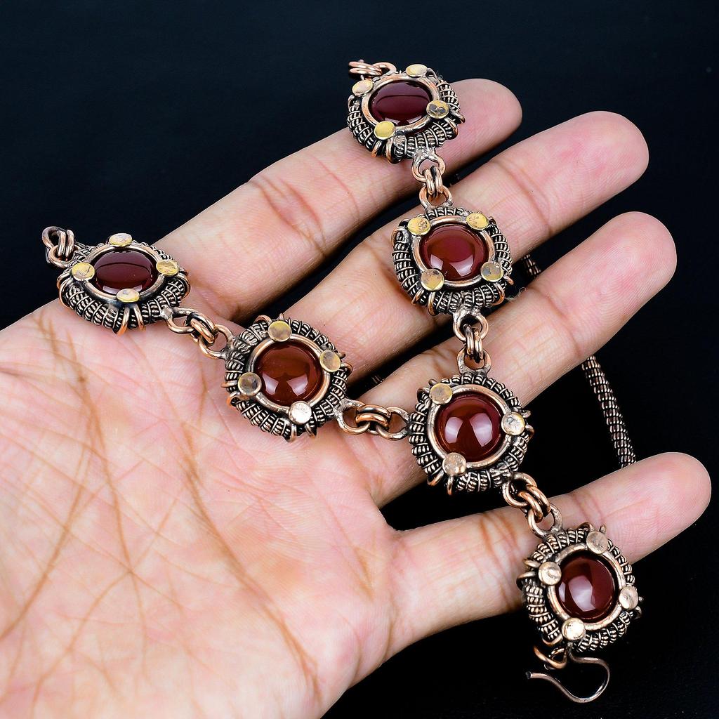 Carnelian Necklace, 999 Copper Wire Wrapped Adjustable Chain Necklace. Gift For Women Handmade Necklace Gemstone Jewelry