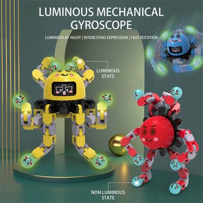 Deformation Robot Mechanical Octo-pus Gyroscope Toy Deformation Robot Luminous Gyroscope Decompression Toy For Children Gift