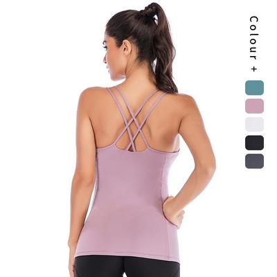 Damen Yoga Wear Spaghettiträger Cross Back Modal Cotton Sportweste Modische Streetwear Fitnesskleidung