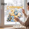 Waterproof Holiday Window Art Christmas Lamb Cling, 2027 New Year Russian Static Sticker with Knit Texture for Party Supplies Decoration, PVC