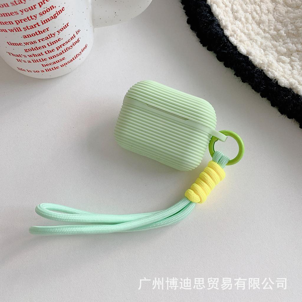New Apple earphone cover soft silicone with hand rope AirPods earphone case silicone portable hand rope skin soft case