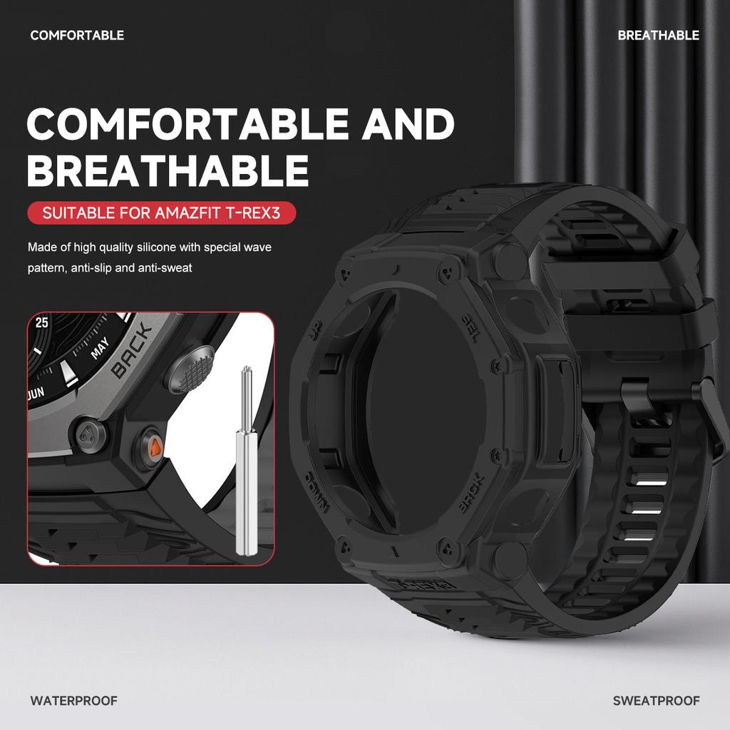 Silikonový řemínek a pouzdro pro chytré hodinky Huami Amazfit T-REX 3 Řemínek Náramek T-Rex3 Sportovní náramek Náramek na zápěstí S nástrojem