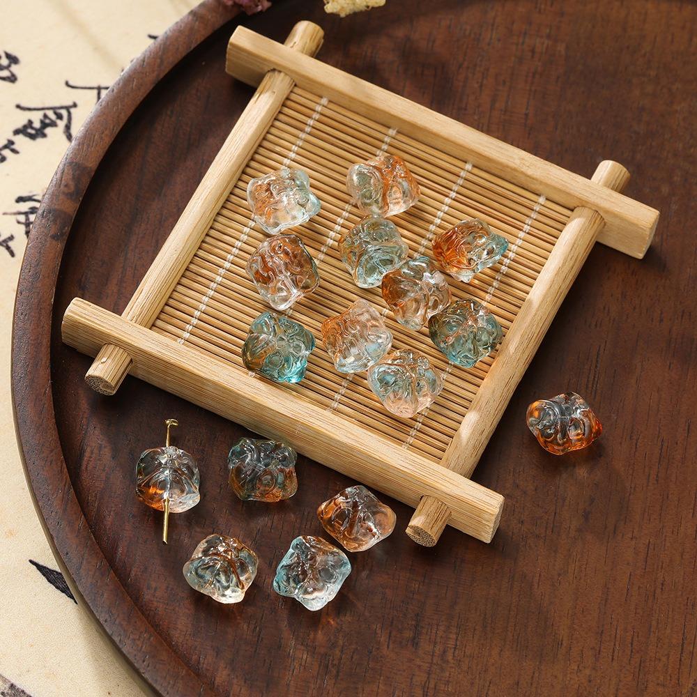 

60Pcs Lion Shape Crystal Glass Beads Transparent Jewelry Making Accessories Bracelet making помаранчевий/синій
