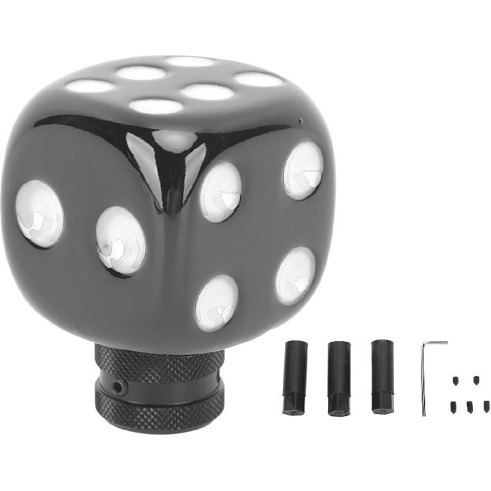 

Dice Shape Shifter Stick Knob, 2 in Unique Resin Gear Shift Handle with Universal Fit Adapters for Most Manual Cars Trucks SUVs, Automotive Interior Black and White