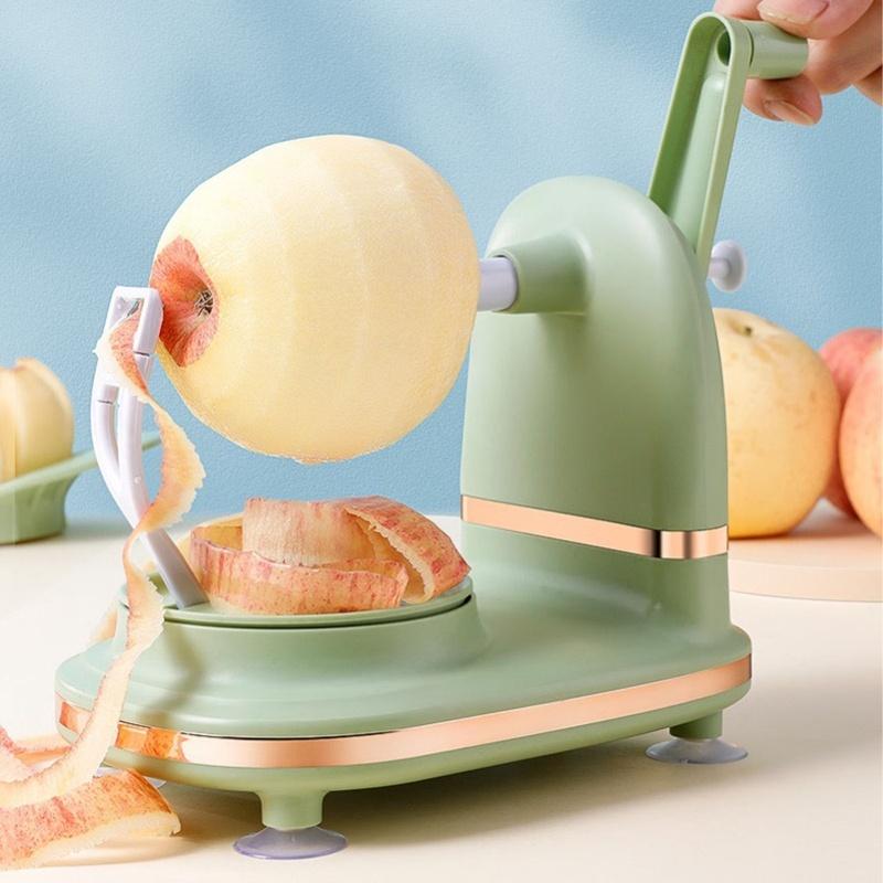 Apple Peeler Stainless Steel Manual Rotating Peeler Kitchen Gadget With 2 Replacement Cutter Heads For Pear Citrus Fruit Light