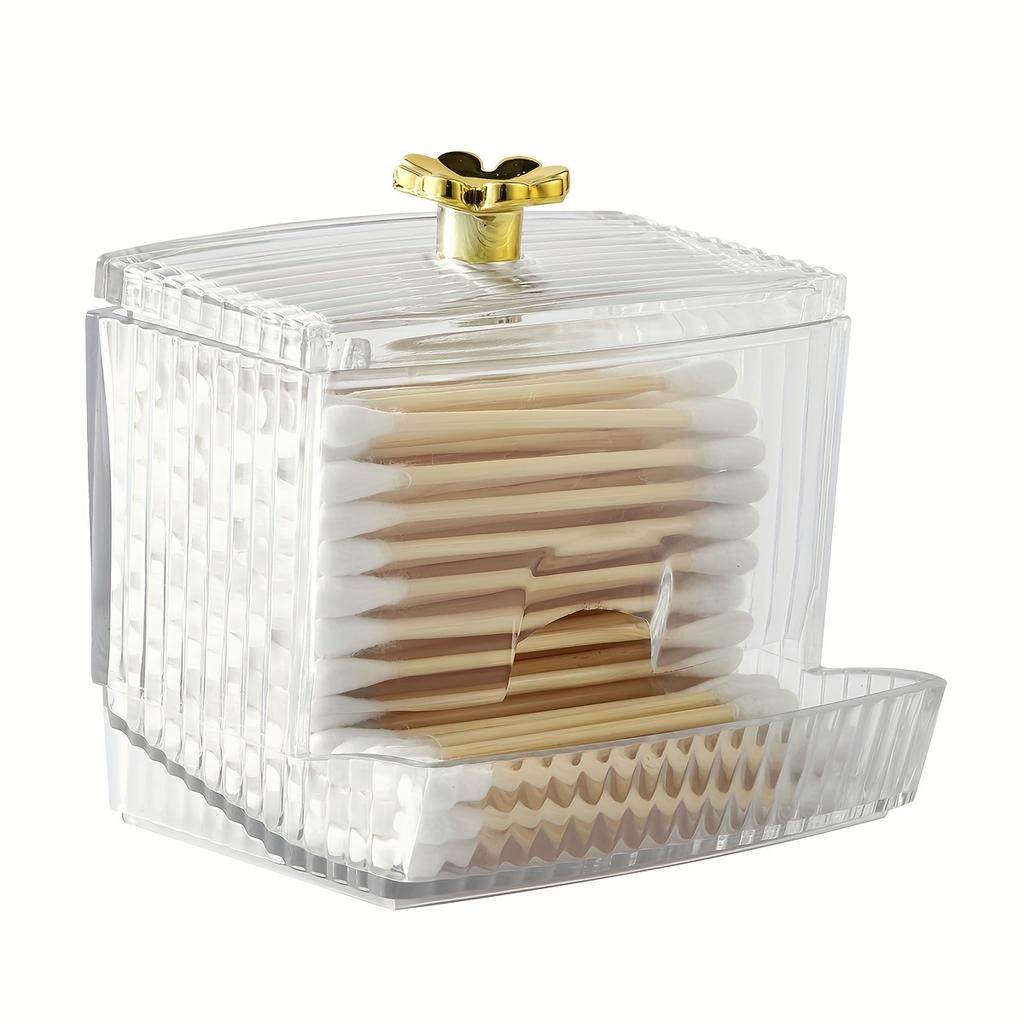 Distributeur de cotons-tiges transparent, lot de 2, organiseur de salle de bain, conteneur pour cotons-tiges, tampons et boules, boîte de rangement pour cosmétiques