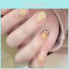 Handmade Short Ice Transparent Nude Color Hand-painted Small Flower Cute Milk Yellow Fresh Style Wearable Nail Stickers
