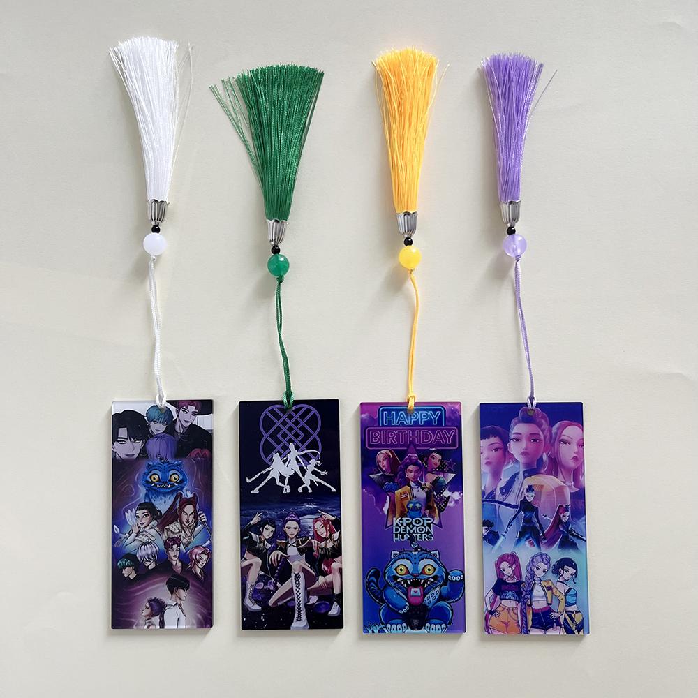 1/2/4 adet KPOP Şeytan Avcıları Saja Çocuklar Derpy Kaplan Akrilik Kitap Ayracı Püsküllü Kitap Klipsi Öğrenci Kırtasiye Okul Malzemesi