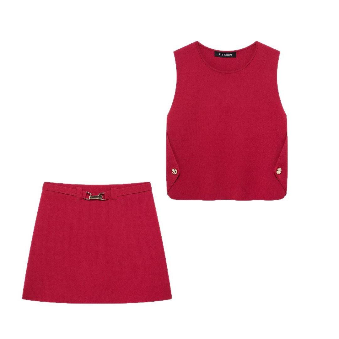 

TAOP&ZA Women s Fashion Knitted Vest Top & Midi Skirt - Spring/Summer Collection Large