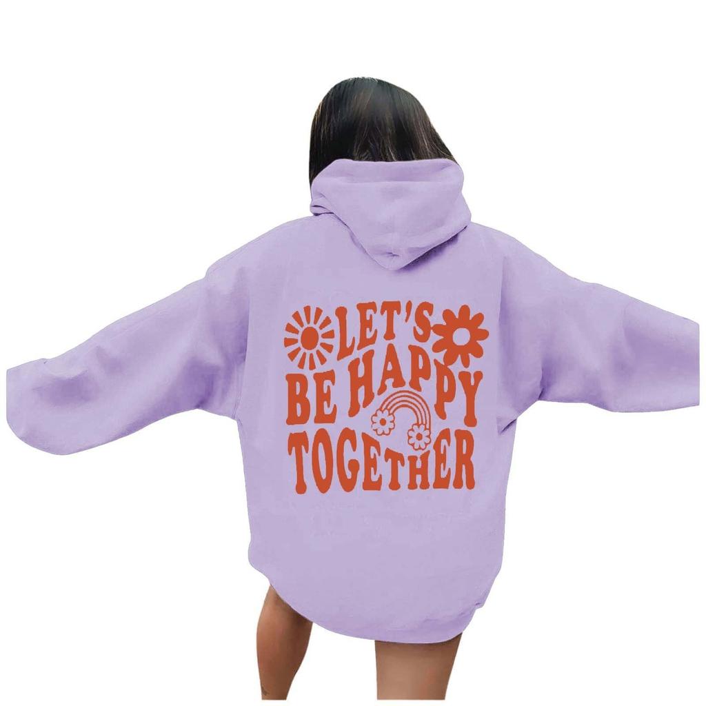 Women's long-sleeved letter-printed hooded pullover hoodie jacket
