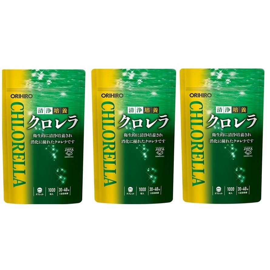 Orihiro Clean Cultured Chlorella 1000 Tablets x 3 Bags (Bulk Sale)