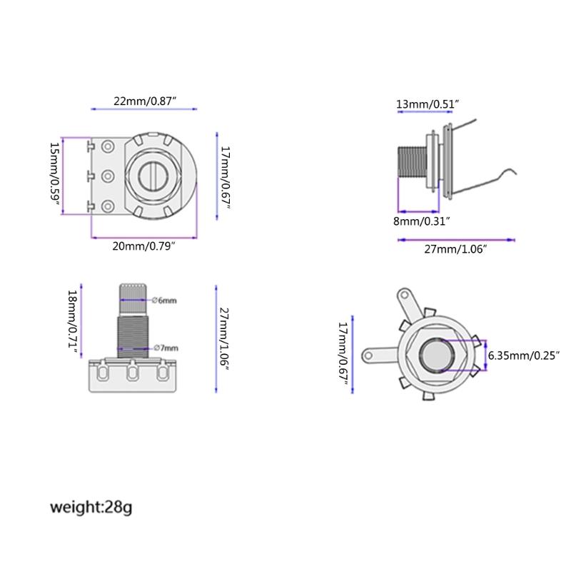 Single Coil Pickup Guitar Wiring Harness Kit for 3/4 String Cigar Box Guitar Part 1V1T Volume Tone Jack Replacement Part