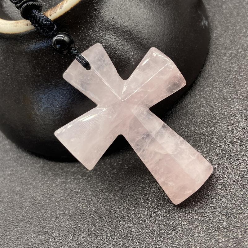 Natural Stone Agate Cross Rose Quartz Tiger Eye Gemstone Healing Crystals DIY Hanging Decoration розовый кварц