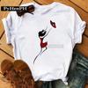 Women's Fashion Western Ballet Dancer Short Sleeve T-shirt Casual Elegant Summer Top Polyester Fabric Girl's Personality Sister