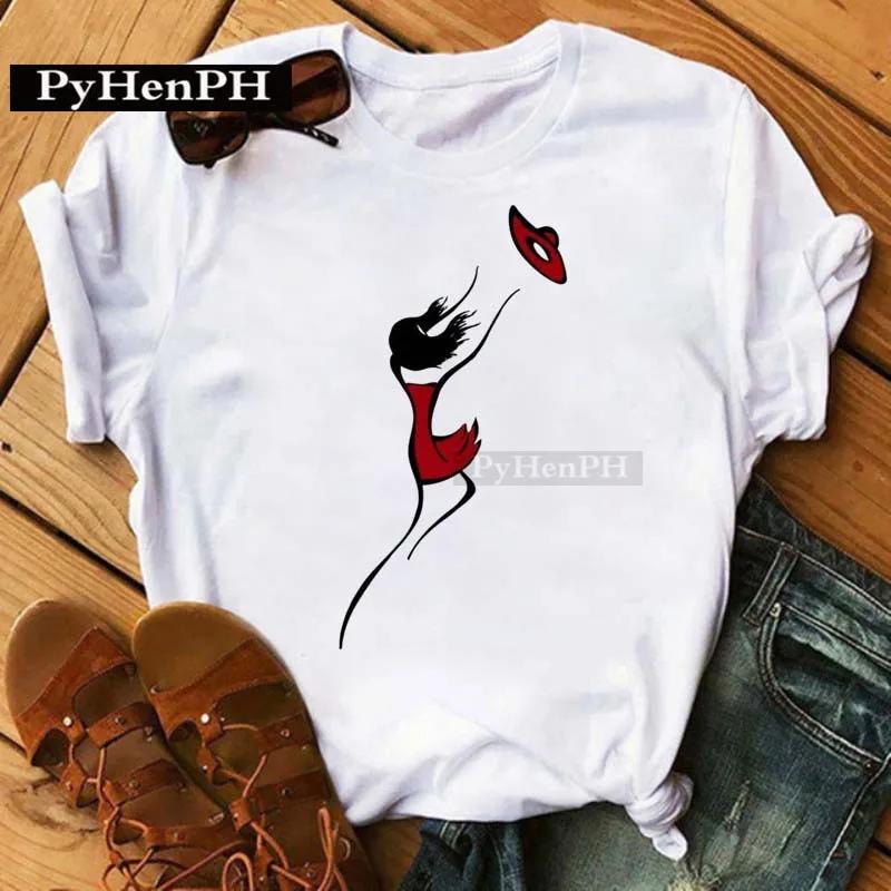 Women's Fashion Western Ballet Dancer Short Sleeve T-shirt Casual Elegant Summer Top Polyester Fabric Girl's Personality Sister