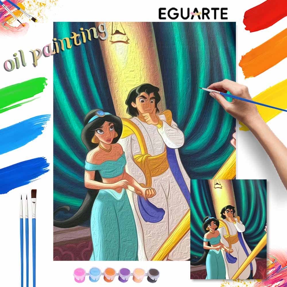 Disney Aladdin Jasmine oil painting art set handmade diy gift home decoration