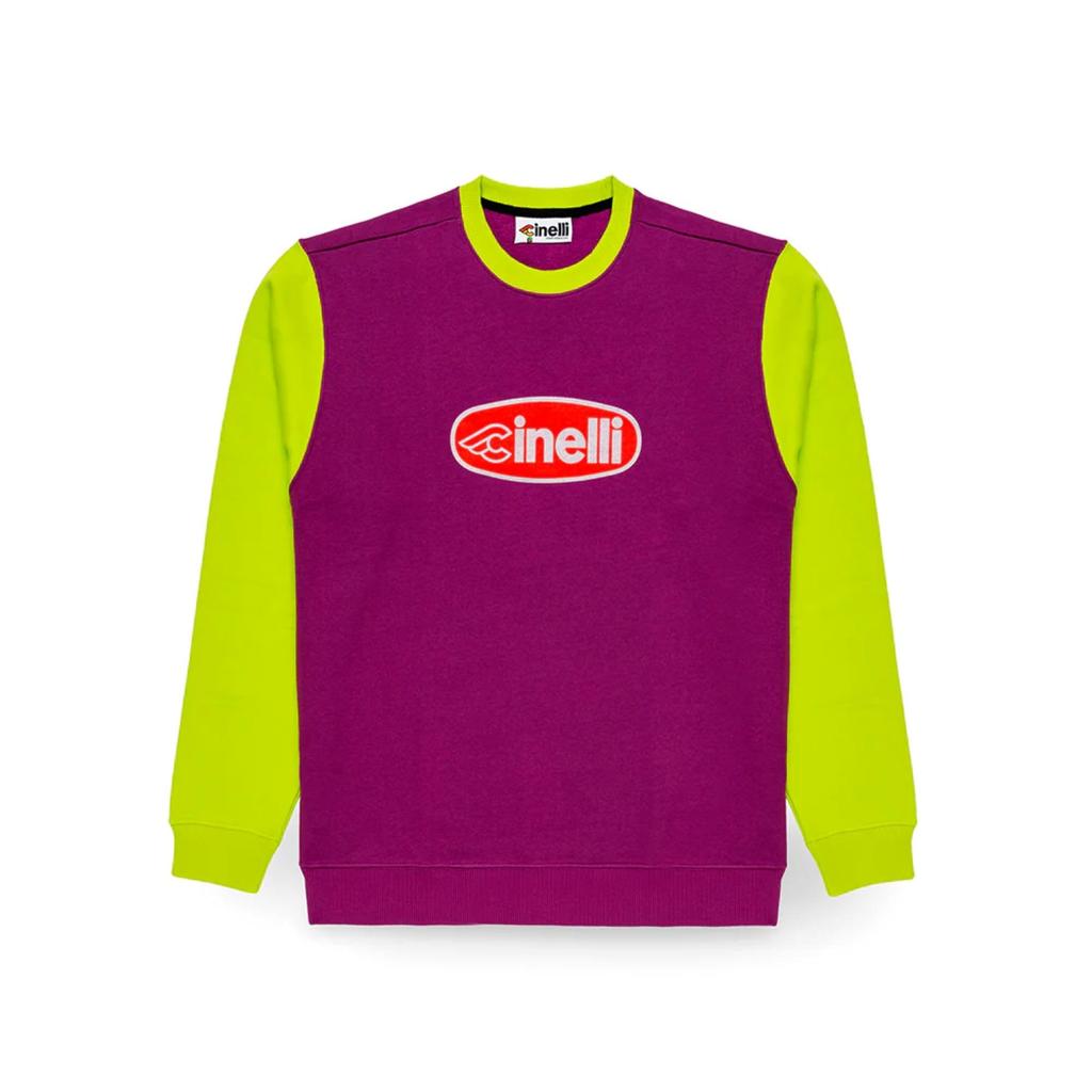Gruppo Cinelli Crewneck Long Green Sweatshirt, Sleeve, Oval, Purple/Light