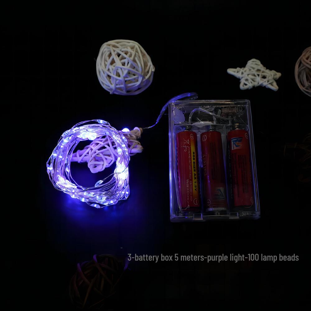 Bobo Ball 5m LED String Lights: 100 Beads, Encrypted Battery Box, Copper Wire for Festive Christmas Decoration