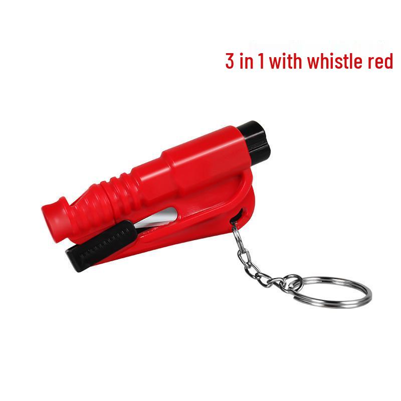 3-in-1 Safety Tool: Whistle, Car Window Breaker, Lifesaving Hammer Keychain