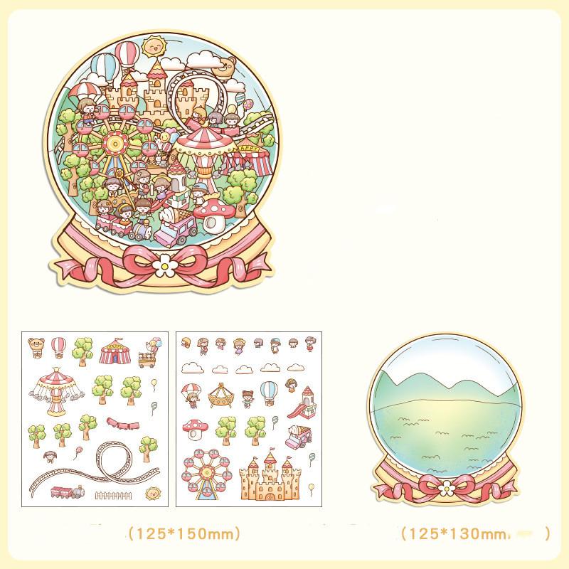 Cartoon Food Street Landscape Sticker Cabin Scene DIY Toy Game Sticker Festival Birthday Gift for Kids Girls and Children