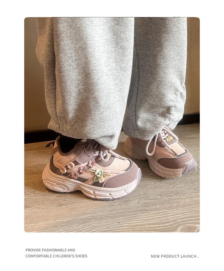 2025 Winter Kids' Velvet Running Shoes - Korean Style for Girls