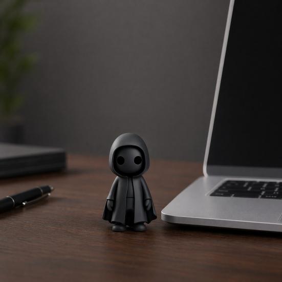 Yousheng 3D Printed Halloween Ghost Figurine, Spooky Ghost with Cloak Statue, Funny Cute Ghost Sculpture Ornaments for Halloween Indoor Home Office