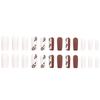 24 Pcs Simple Leaves Artificial Nail Stylish Full Cover Stick on Nail 3D False Nail Medium Coffin Press On Nail