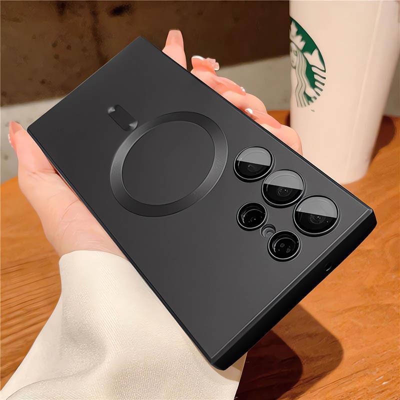 Suitable for Samsung S25ultra Phone Case Magnetic Suction S24plus Full Inclusive S23FE Matte S22u Lens Film Soft Case