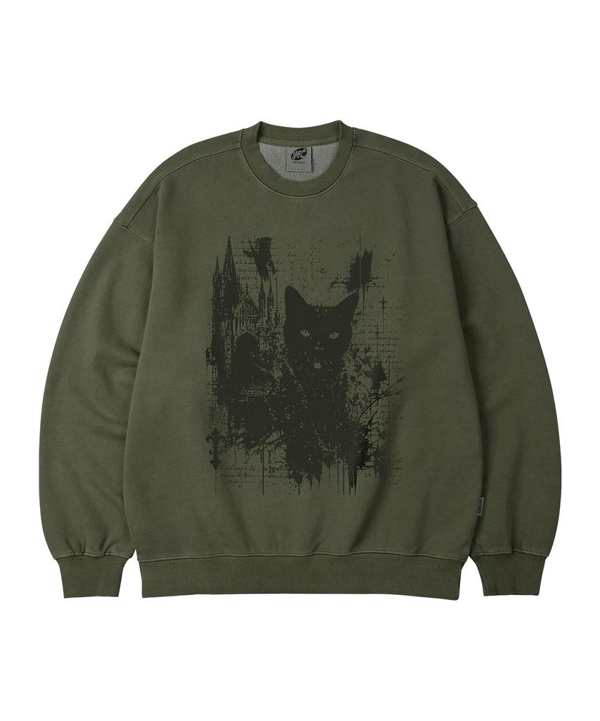 WILDROCK Gothic Castle Cat Pigment Oversized Sweatshirt_5 Col