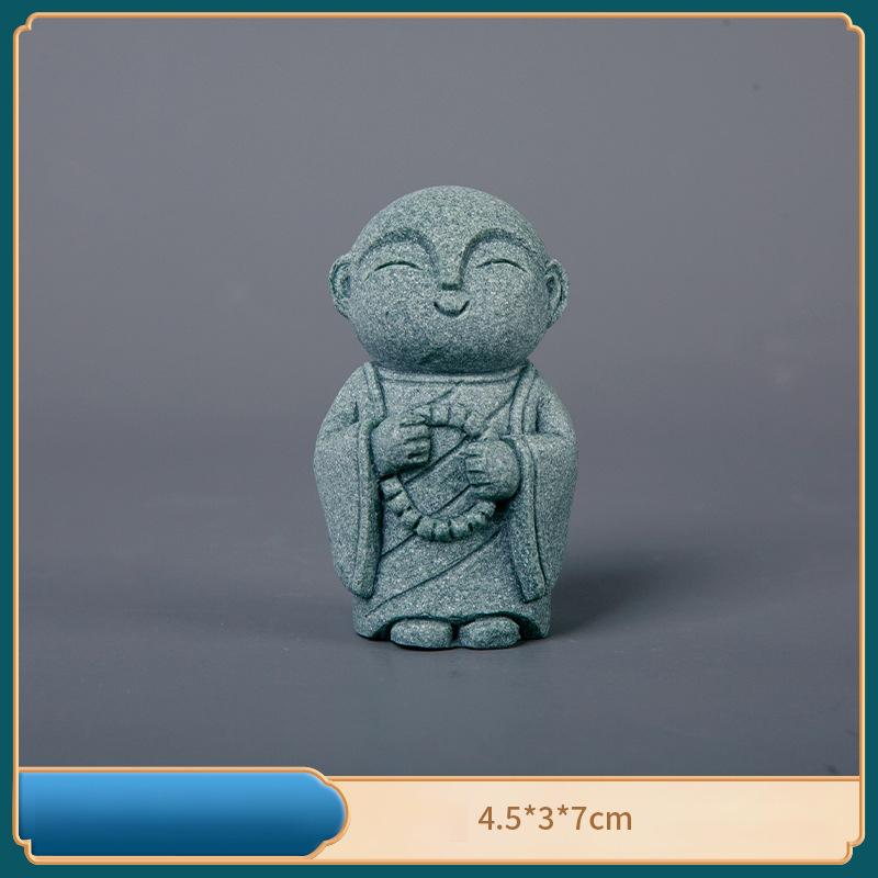 Cute Maitreya Blue Sandstone Ornaments Buddha Statues Garden Mini Ornament Japanese Home Decoration Crafts Figurines & Miniature