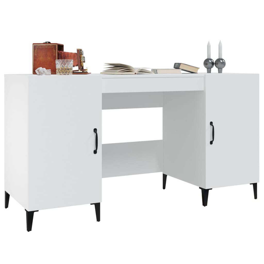 White Desk 140 X 50 X 75 Cm Engineered Wood