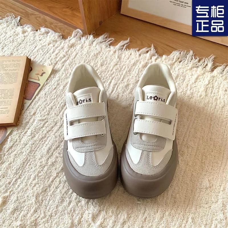 Fashion Velcro little white shoes women's 2025 spring new ins retro versatile casual board shoes pink platform German training shoes