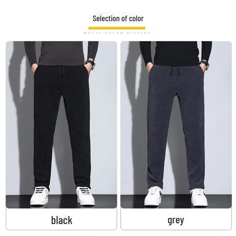 [Selected] 2024 Slim Straight Plus Velvet Casual Pants - Trendy Autumn & Winter Thickened Trousers