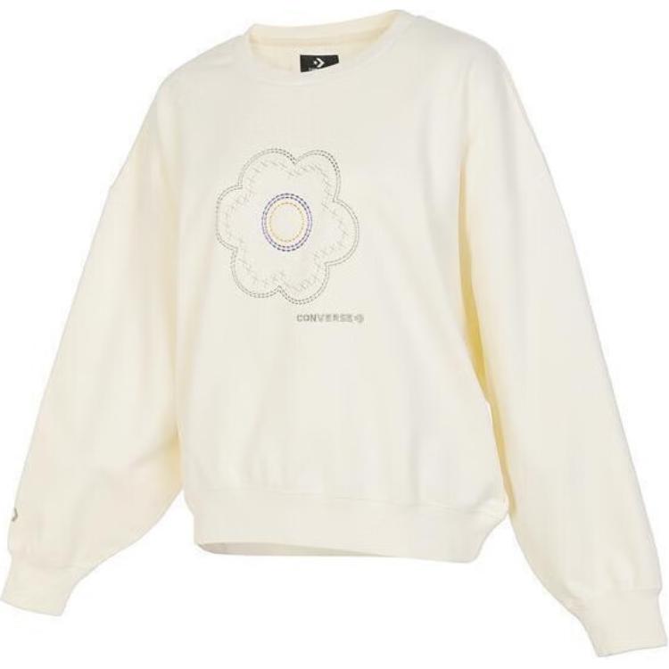 

New Converse Sweatshirts Women s White 10025522-A01 L