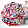 50th Anniversary Hello Kitty Automatic Folding Umbrella - 3 Folding Design, Vivid Cartoon Pattern, Suitable for Outdoor Activities, A Gift for Fans In