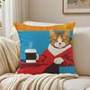 Bop Style Coffee Cats Pillow Case Double-Sided Plush Sofa Cushion Covers Organic Breathable Invisible Zipper