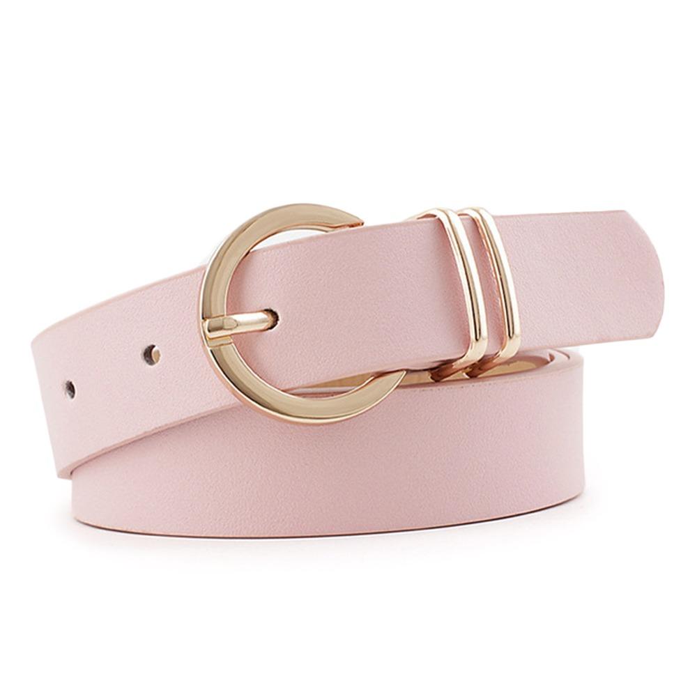 Gold Round Button Women's Belt PU Leather Leather Belt Vintage Waistband Belts Pants