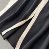 New Summer Women V-neck Split Long Midi Knitted Sweater Dress Fashion Casual Contrasting Color Knitwear Clothing