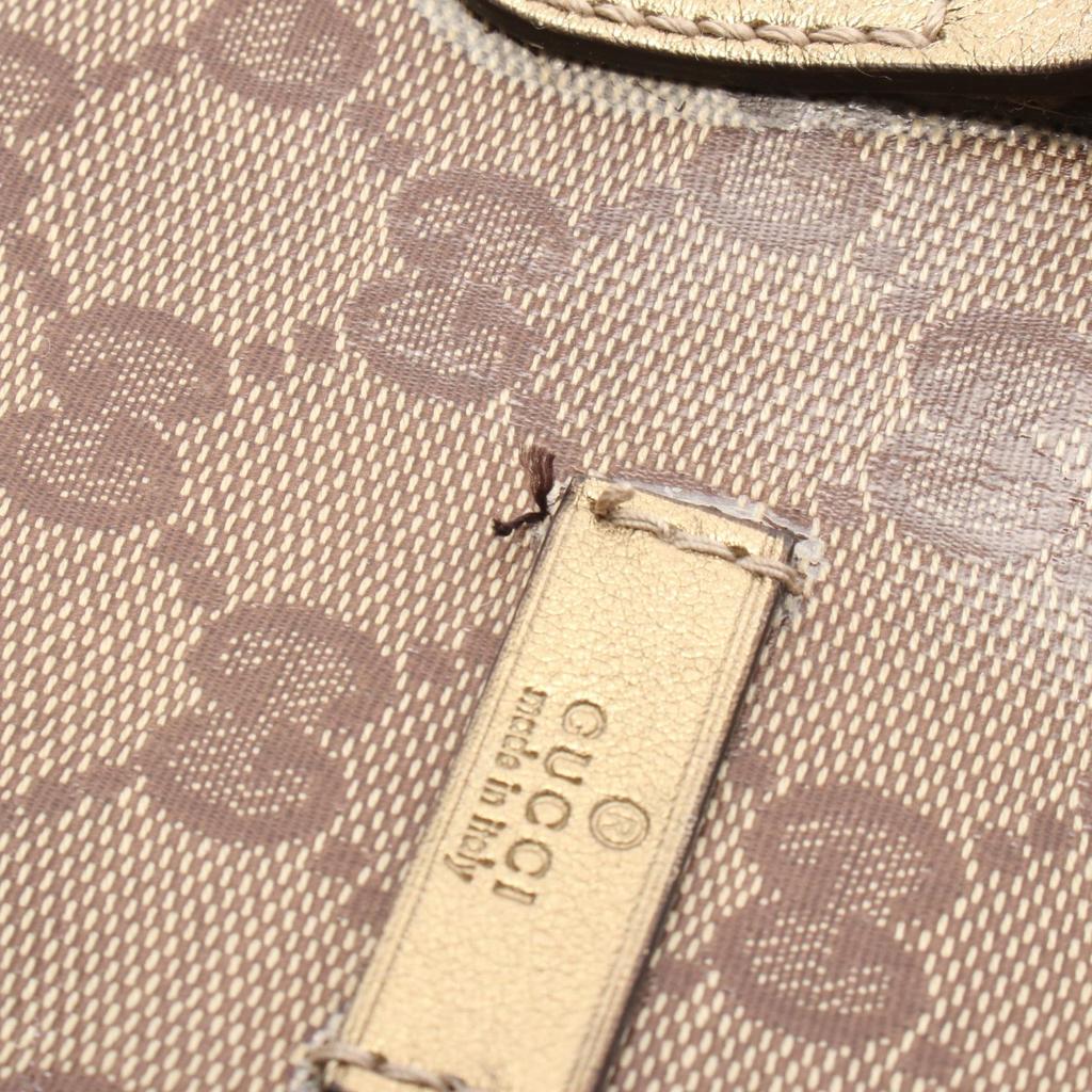 Used GUCCI GG Crystal Tote Bag 189896 PVC Coated Canvas Leather Beige Brown Gold Used Women